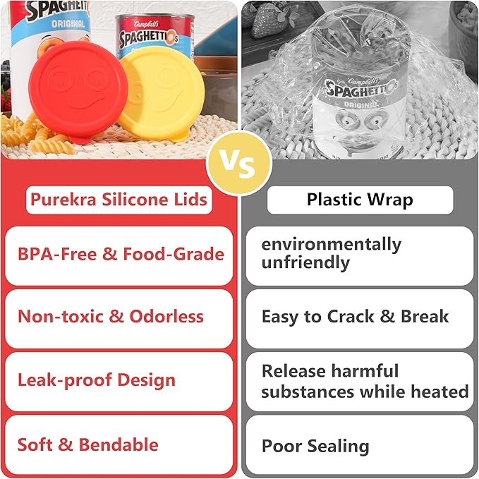 2 Packs 3.2-inch/7.8cm Silicone Lids for 15.6 oz and 15.8 oz SpaghettiOs Canned Pasta, Food Sealing Lids for Can, Can Covers for Canned Good, Freezer&Dishwasher Safe (Can NOT Included)