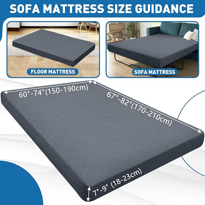 ZNSAYOTX Stretch Fit Futon Cover (67"-82") Armless Futon Sofa Bed Slipcover with Elastic Band, Universal Foldable Sofa Mattress Protector Full Queen Size, Washable Comfort Jacquard (Dark Grey)