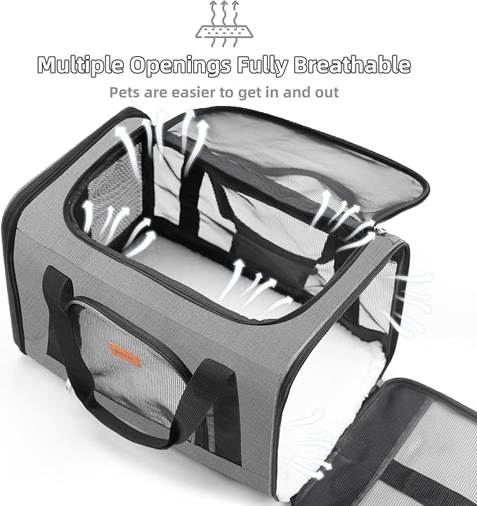 ROYPET Cat Carrier,Portable Pet Carrier Bag for Cats and Small Dogs,Foldable Soft-Sided and Scratch-Proof mesh Cat Bag Pet Carriers,Airline Approved Pet Carrier,Pet Travel Carrier Up to 15 Lbs,Grey
