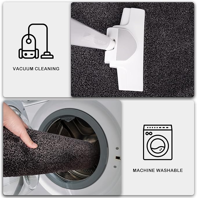 PURRUGS Dirt Trapping Door Mat 31.5" x 47", Non-Slip Machine Washable Entryway Rug, Dog Doormat, Indoor Front Door Mat, Super Absorbent Entry Rug for Muddy Shoes & Paws, Charcoal