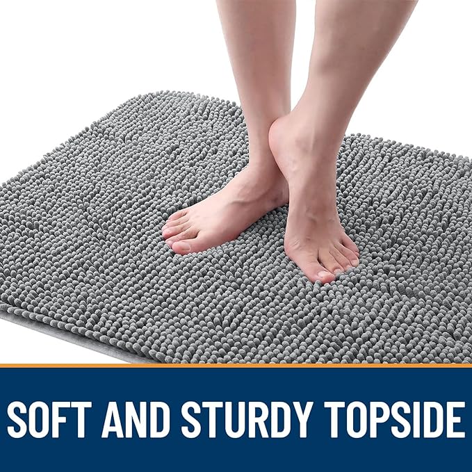 OLANLY Dog Door Mat for Muddy Paws 35x24, Absorbs Moisture and Dirt, Absorbent Non-Slip Washable Doormat, Quick Dry Chenille Mud Mat for Dogs, Entry Indoor Entryway Carpet for Inside Floor, Grey