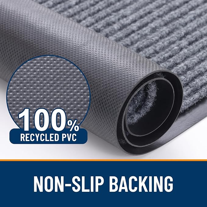 OLANLY Front Door Mat Indoor Outdoor Entrance, Waterproof Heavy Duty Doormat, Fade Resistant, Low Profile, Easy Clean Patio Porch Welcome Floor Mats for Entry, 71x47, Light Gray