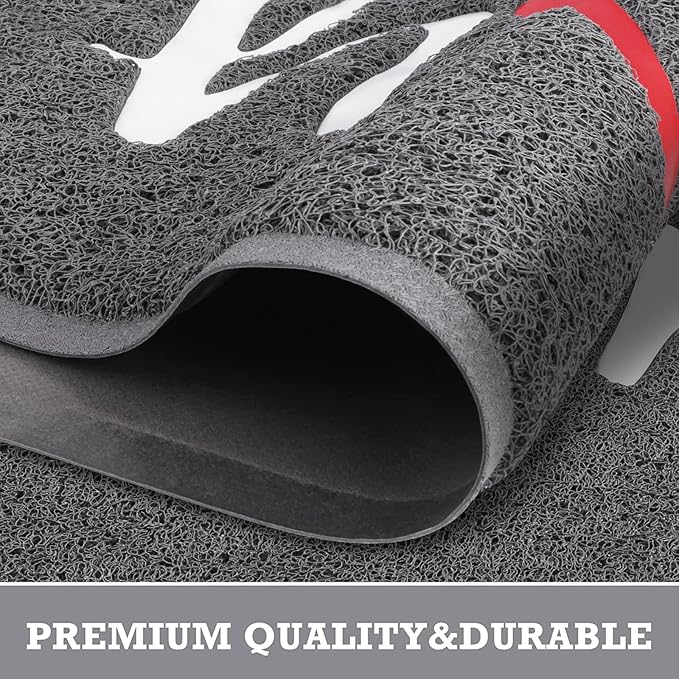 Black Door Mat Welcome Mats Home Non-Slip Doormat for Entryway Low-Profile Floor Mat for Yard, Garage, High Traffic Areas (30"x17.5", Grey)
