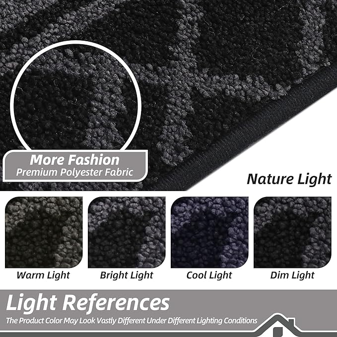BEQHAUSE Door Mat Dirt Trapper Non Slip Entryway Rugs Absorbent Welcome Mat Low Profile Washable Front Door Mat for Muddy Paws,Entrance,Hallway, 32" x 48",Black
