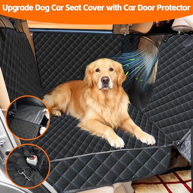 HNCPSY Back Seat Extender for Dogs,Hard Bottom Car Seat Cover for Dogs with Car Door Protectors, Dog Car Seat Cover for Back Seat Waterproof and Scratch-Resistant Seat Covers for Cars SUV&Truck