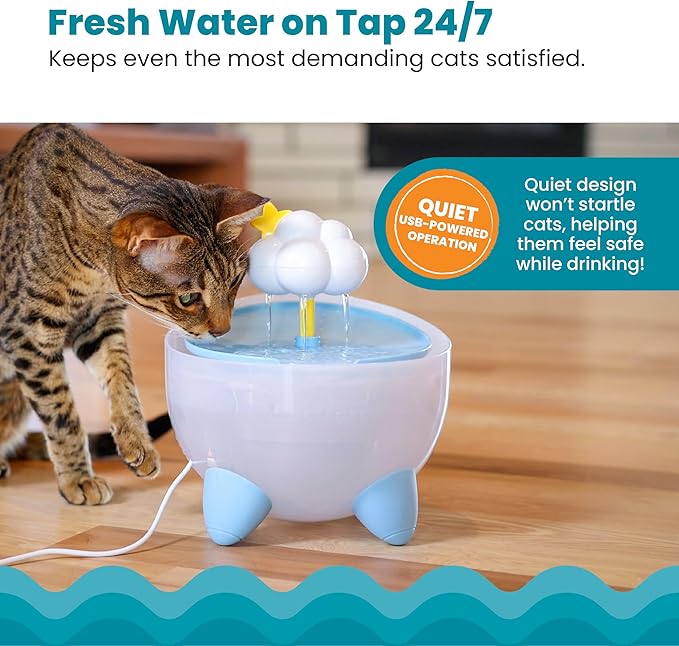 Catstages Purrfect Rain Cat Water Fountain – 2L Pet Drinking Fountain with 5-Stage Filter, Easy-to-Clean, USB Powered, Quiet Water Dispenser with Replaceable Filter