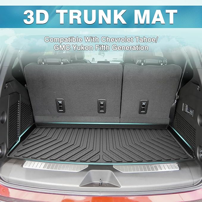 Mixsuper Cargo Liner for Chevrolet Tahoe/GMC Yukon 2021-2026, All Weather Cargo Mat Trunk Liner, Behind The 3rd Row Seats, Black