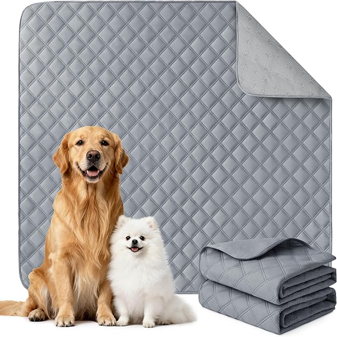 Eterish Reusable Washable Pee Pads for Dogs Extra Large 54'' x 54'' 2 Pack, Absorbent Pet Puppy Dog Training Pads Non-Slip, Waterproof Whelping Potty Pads for Dogs Leak-Proof