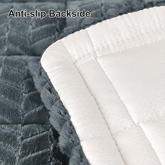 Smiry Non Slip Couch Covers for Dogs, Fuzzy Pet Couch Covers for 3 Cushion Sofa Pet Friendly, Soft Sofa Slipcovers Cushion Furniture Protector Washable (Dark Grey, 35.4" x 82.7")
