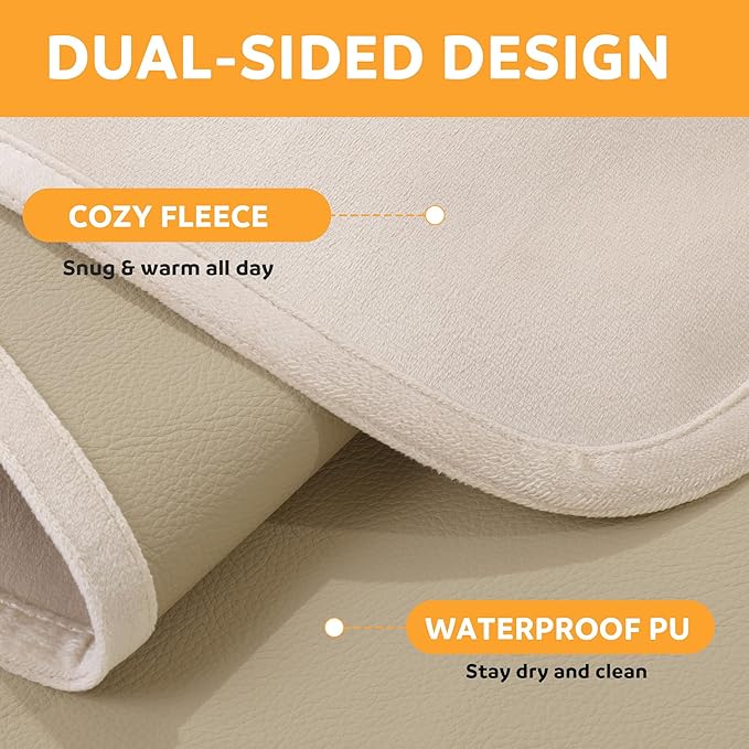HOMBYS Pet Hair Resistant Dog Blanket, 53"x42" Waterproof PU Surface & Soft Velvet, Reversible Couch Cover for Furniture, Sofa Protector, Machine Washable Kennel Bed Blanket for Medium Dogs & Cats