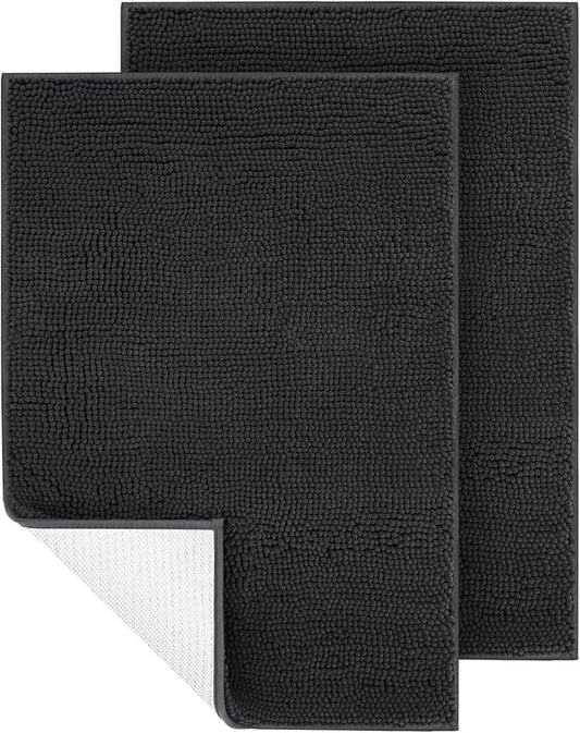 IM HOME 2 Pieces Chenille Absorbent Outdoor Doormat 36" x 24", Washable Muddy Door Mats for Dog Non Slip Indoor Doormats Dog Mat for Muddy Paw Front Inside Doormat for Entryway Dark Grey