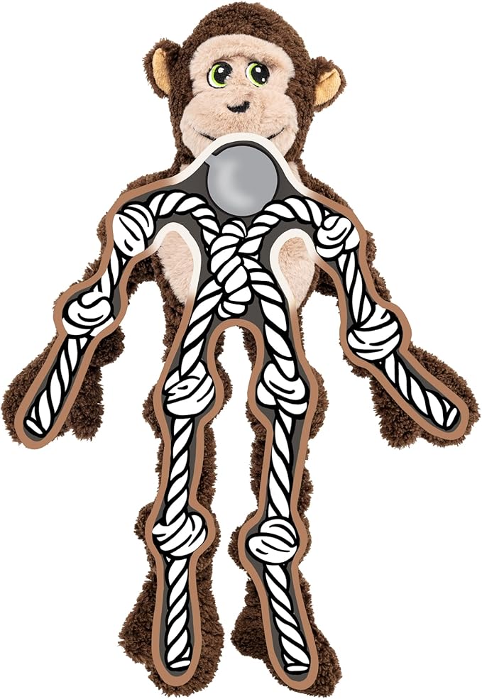 KONG Knots Oversized Dog Toy - Large/X-Large - with Inner Rope Skeleton (Frog/Monkey Combo)