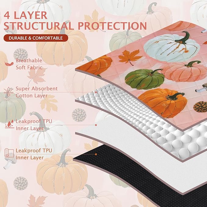 IEUUMLER Washable Pee Pads for Dogs, 2 Pack Pumpkin Pattern Reusable Waterproof Puppy Potty Pads, Non-Slip Absorbent Pet Training Pads for Playpen Crate Bed EU016 Pink Pumpkin, 40x28