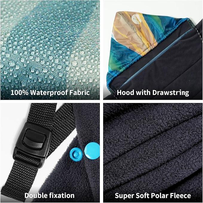 Hooded Stadium Blanket, Waterproof Fleece Wearable Camping Blanket