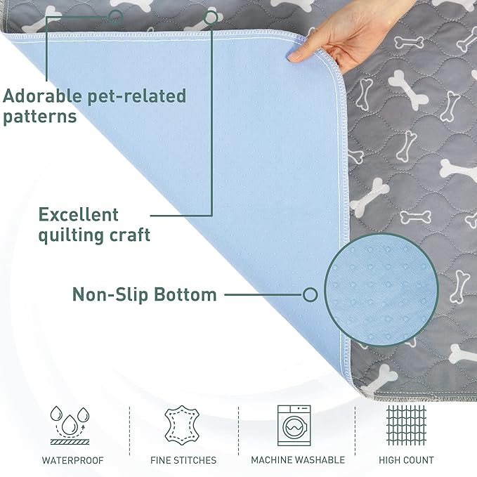Eterish Reusable Washable Pee Pads for Dogs Extra Large 47'' x 47'' 2 Pack, Absorbent Pet Puppy Dog Training Pads Non-Slip, Waterproof Whelping Potty Pads for Dogs Leak-Proof