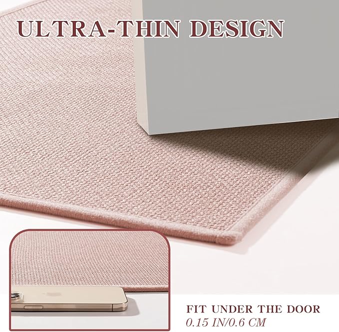 chakme Bathroom Rugs Mat 36x25, Ultra Thin Non Slip Bath Mat Large Quick Dry Absorbent Bath Mat for Bathroom Floor, (Pink, 36"x25")