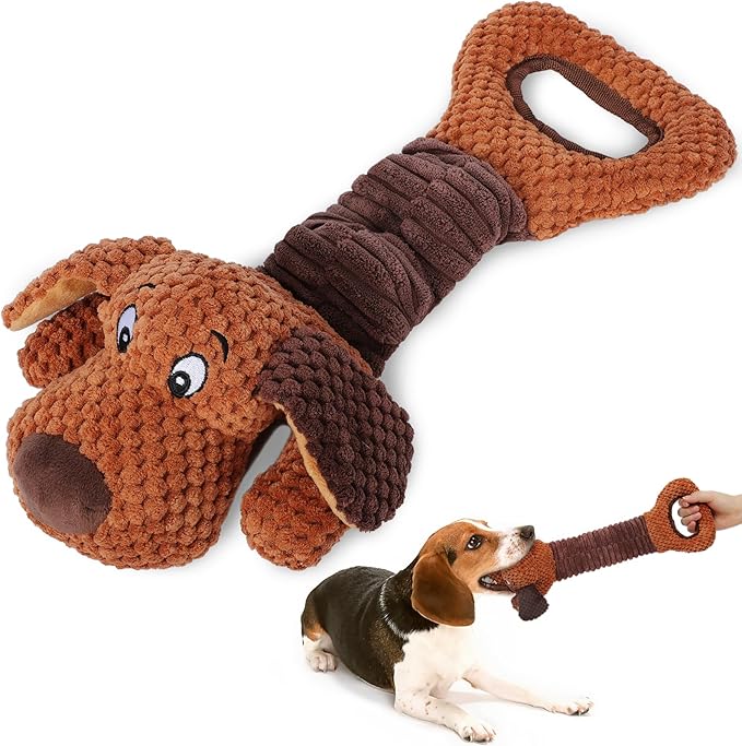 Erhalithegro Squeaky Dog Toys,Interactive Tug of War Puppy Toys for Indoor/Outdoor Use Puppy Chew Toys for Teething Plush with Crinkle Paper for Small and Medium