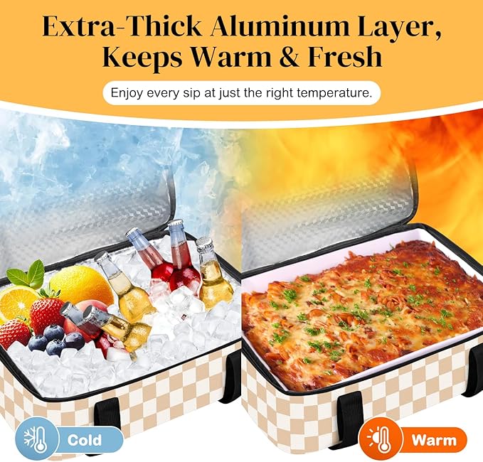 Coobiiya Insulated Casserole Carrier – Portable Tote for Hot or Cold Food, Large Warmer & Cooler Carrier Bag Lunch Bag, Fits 9" x 13" to 11" x 15" Baking Dish, Ideal for Potluck Parties Gatherings