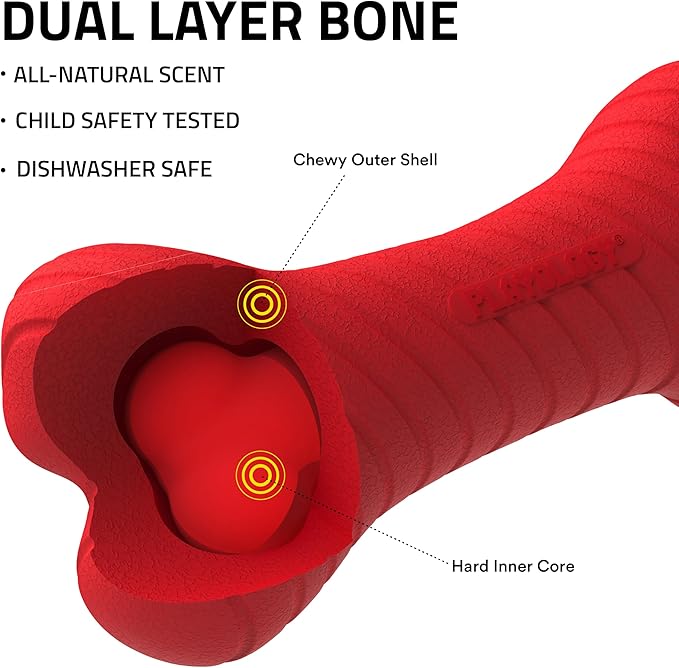 Playology Dog Toys | Dual Layer Bone Durable Chew Toy Bone for Dogs (Value 2-Pack) | Small Grandma's Gravy Scented Toy - Easy to Clean and Made from Non Toxic Materials