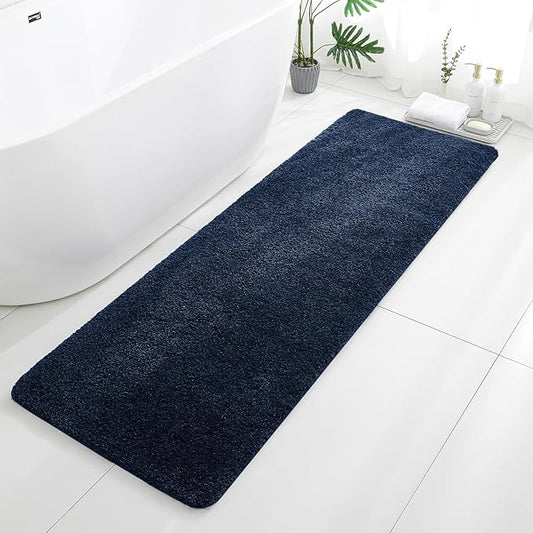 Navy Blue Bathroom Rugs Runner 24"x72" - Extra Long Plush Bath Mat, Non Slip Absorbent Microfiber Floor Rug, Washable and Fluffy - Ideal for Bathroom, Kitchen or Pet Mat Use