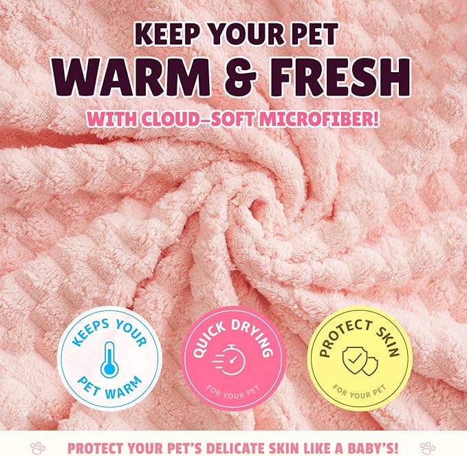 SOONTAN Cloud Pet Towels – Absorbent, Soft Microfiber Towels for Drying Dogs and Cats, Quick-Dry, Includes 2 Sizes