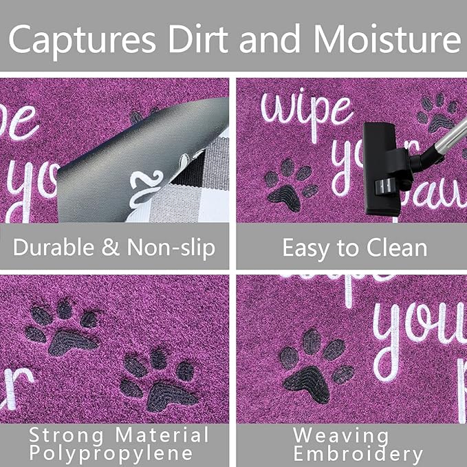 Large Welcome Mat for Front Door Home Entrance Funny Doormat Wipe Your Paws Mats Outside Door Mats for Indoor Outdoor with Non Slip Rubber Mat Dog, 24X36''