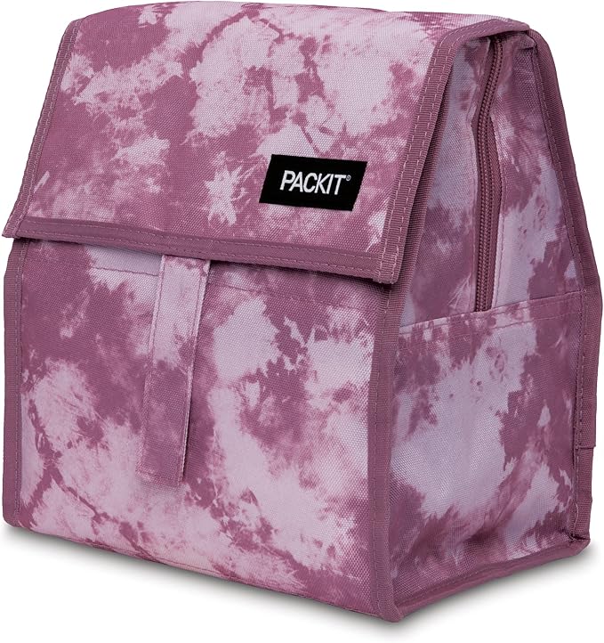 PackIt® Freezable Lunch Bag, Mulberry Tie Dye, Built with EcoFreeze® Technology, Foldable, Reusable, Zip and Velcro Closure with Buckle Handle, Designed for Work Lunch and Fresh Lunch On the Go