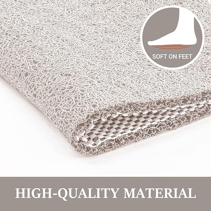 LuxStep Shower Mat Bathtub Mat,24x24 inch, Non-Slip Bath Mat with Drain, Quick Drying PVC Loofah Bathmat for Tub,Shower,Bathroom (Phthalate Free,White)