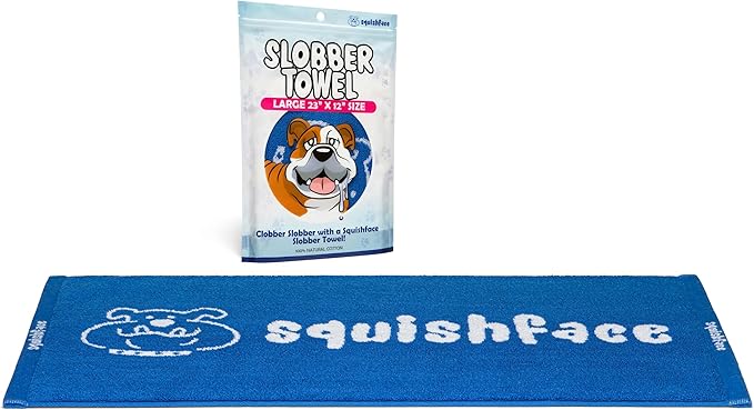 Squishface Slobber Towel, Thick & Durable Dog Towel - 100% Cotton, Soft & Gentle Drool Tamer, Large 23" x 12" Soft & Durable Cloth - Because Your Furry Friend's Slobber Deserves The Best!