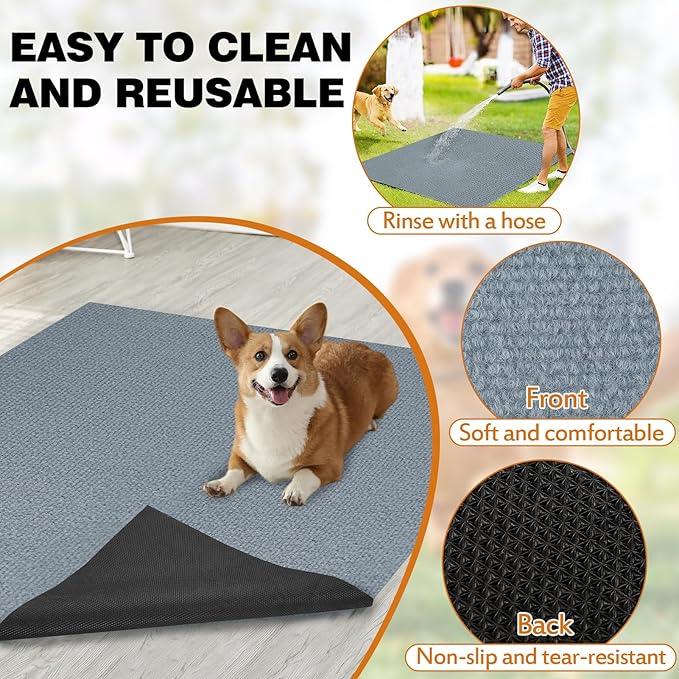 TRINKA Dog Crate Mat Liner, 46" X 60" X 0.2" Extra Large Waterproof Non-Slip Mat for Under Dog Kennel, Absorbs Urine Washable Reusable Under Pet Crate Pad to Protect Floors (Light Gray)