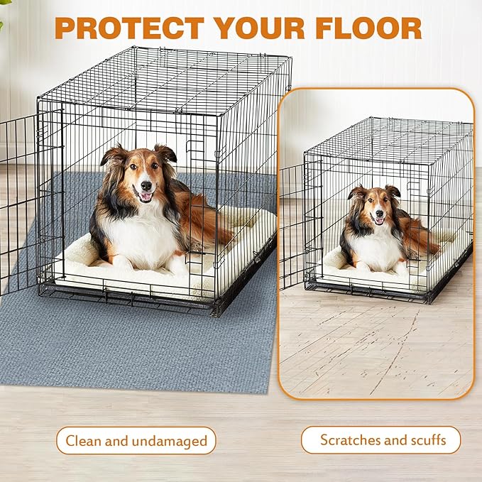 TRINKA Dog Crate Mat Liner, 46" X 60" X 0.2" Extra Large Waterproof Non-Slip Mat for Under Dog Kennel, Absorbs Urine Washable Reusable Under Pet Crate Pad to Protect Floors (Light Gray)