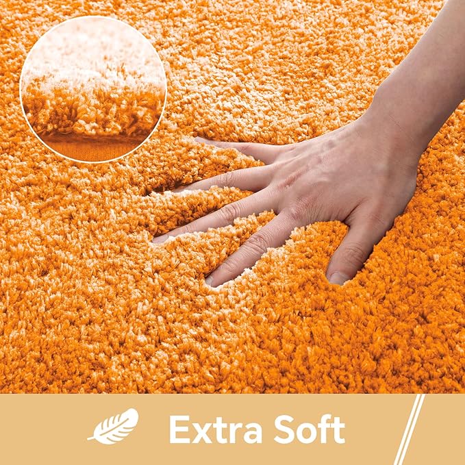 Orange Bathroom Rugs 36"x60" - Extra Large Microfiber Bath Mat, Non Slip Absorbent and Washable Bathroom Rug, Plush Fluffy Floor Mat - Ideal for Spacious Bathrooms or Bedrooms