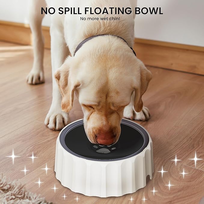 FORWH Dog Small Animals Water Bowl No Spill 70oz/2L Large Capacity Dispenser Non Slip No Splash Small Animals Bowl Pet Slow Feeder No Drip Dog Water Bowl on Vehicle for Dogs and Cats - Black