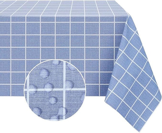 Romanstile Square Vinyl Tablecloth, 100% Waterproof Oil-Proof Checkered Plastic Table Cloth, Heavy Duty Wipeable Table Covers for Dining, Camping, Picnic, Outdoor - 60 x 60 Inch, Blue