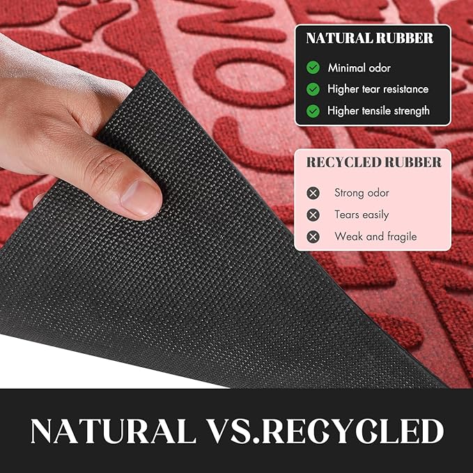 Yimobra Large Welcome Mat 36x24, Waterproof Non-Slip Outdoor Mats for Front Door Outside Entrance, Low-Profile Entryway Mat Indoor for Garage Patio, Wine Red