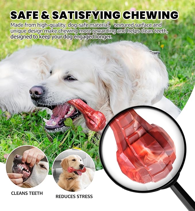 IPTPAS Durable Dog Chew Toy for Aggressive Chewers, Ultra Tough Dental Toy for Teeth Cleaning, Boredom Anxiety Relief, Long-Lasting Toy for All Dog Sizes & Teething Puppies, Keep Them Busy