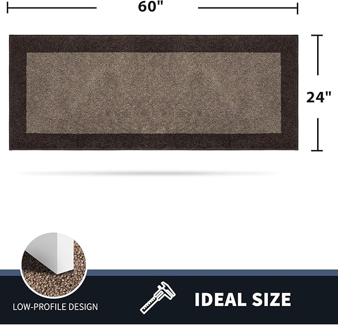 PURRUGS Dirt Trapping Door Mat 24" x 60", Non-Slip Machine Washable Entry Rug, Entrance Mat, Indoor Front Door Mat, Super Absorbent Entryway Rug for Muddy Shoes & Paws, Grayish Brown & Coffee