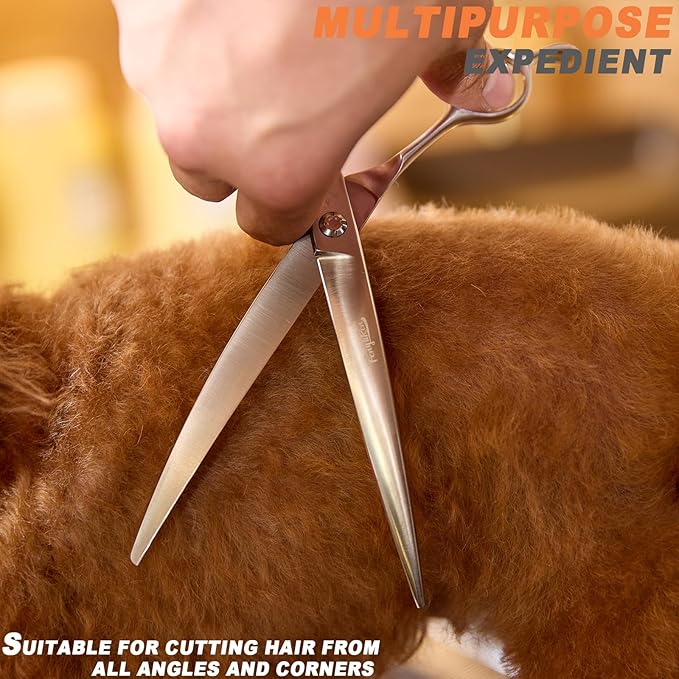 High-end Professional Dog Grooming Curved Scissors Pet Curved Shears 8 Inches Extremely Very Sharp Made Of Stainless Steel Alloy By Hand For Dog Cat Groomer