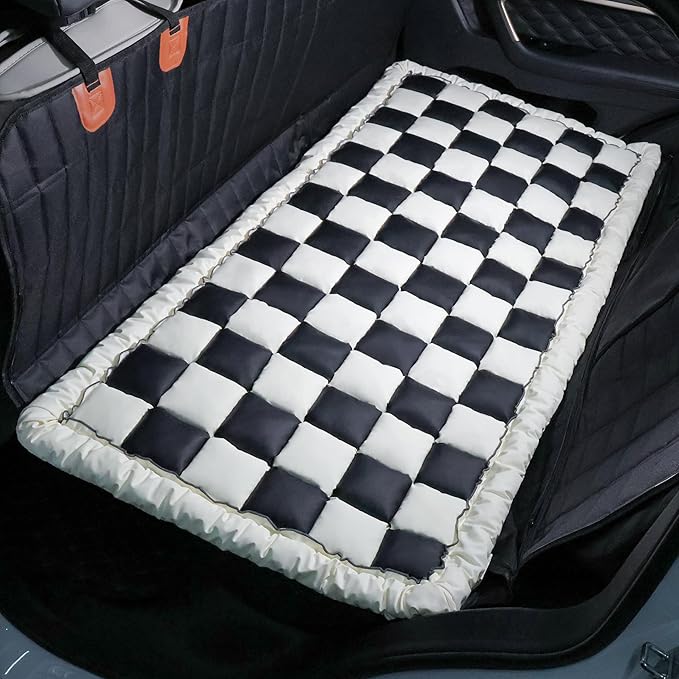 AEEISHOMEREFORM Dog Bed Mat for Car Back Seat，Waterproof Backseat Pet Bed Pad，Non-Slip Dog Car Seat Cover，Leather Pet Cushion Fit for Backseat Extenders and Trucks SUV (Black, 24.8x54 inch)