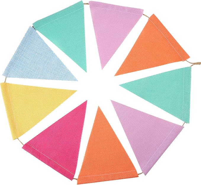 HESTYA 42 Pieces Colorful Pennant Banner Flag Multicolor Bunting String Triangle Banner Pennants for Birthdays Classroom School Carnival Garland Outdoor Events Party Hanging Decorations(Pastel)