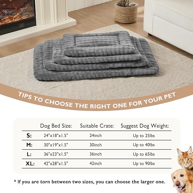 Pet Bed Mat Crate Pad for Cats Small Dogs, Washable Soft Pet Sleeping Mat Kennel Pad with 3D Bubble Pattern, Grey, 24"x 18"
