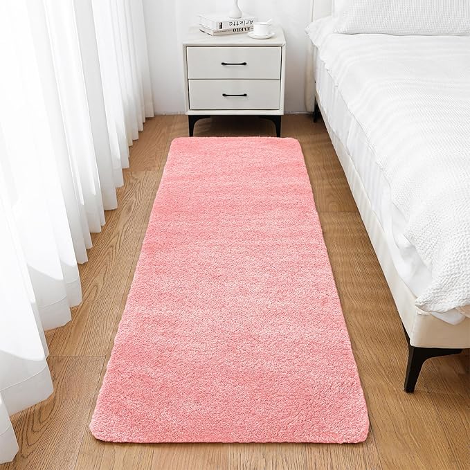 Pink Bathroom Rugs Runner 24"x72" - Extra Long Plush Bath Mat, Non Slip Absorbent Microfiber Floor Rug, Washable and Fluffy - Ideal for Bathroom, Kitchen or Pet Mat Use