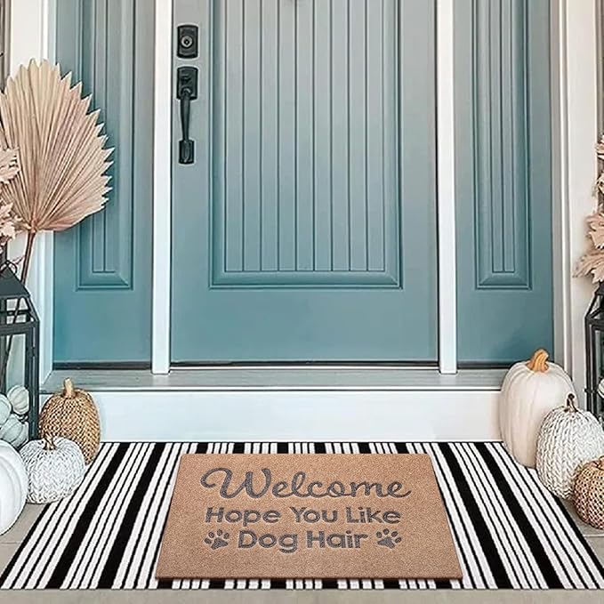 Indoor Doormat, Dog Hair Mat Standard Welcome Front Door Entryway Mats, Funny Door Mat, Durable Non Slip Rubber Dirt Entrance Mats, Funny Brown 28" x 18"