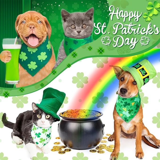 50 Pieces St. Patricks Day Dog Bandanas Bulk Shamrock Dog Bandanas for Dogs Green Soft Dog Bandana Bibs Adjustable Triangle Dog Bandana for Small Medium Large Dog Cat (31.5 x 21.7 x 21.7)