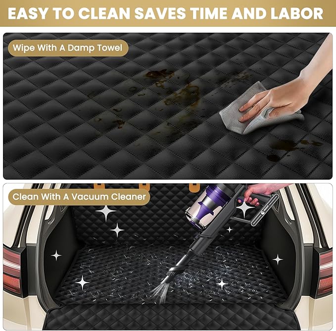 BONTHEE Waterproof SUV Dog Cargo Liner Mat - Heavy Duty Pet Seat Cover for SUV Sedan Van, Non-Slip Back Trunk Protector with Bumper Guard, Large Universal Fit (Black)