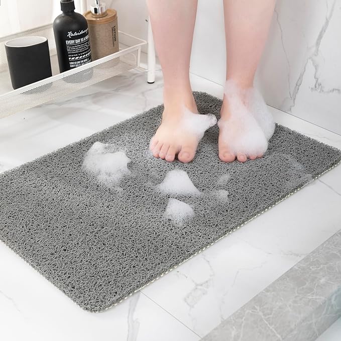 Non-Slip Bathtub Mat, Anti Slip Shower Mat, Fast Drying Bathtub Mats, Foot Scrubber Mat, Anti Slip Mat for Tub, Floor, Bathroom, Kitchen, Home, Hotel (Grey 47"×16")