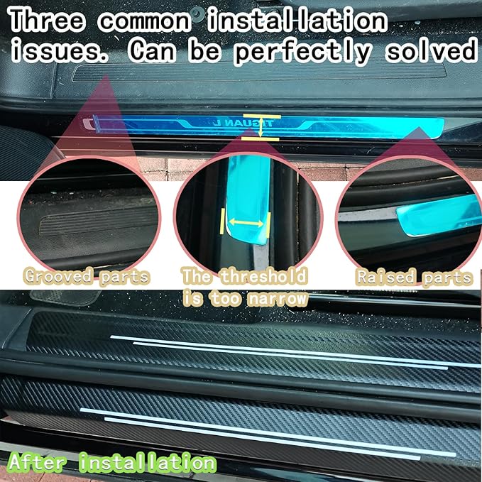 Door sill Protector, Door sill Scratch Protection (for All car Models) Door sill Protector（4PC red）