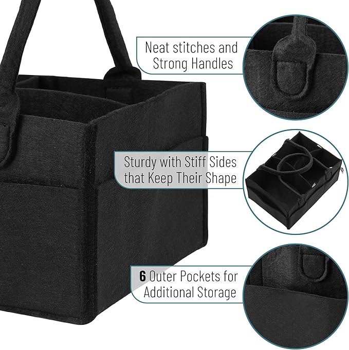 Mr. Pen- Baby Diaper Caddy Organizer, Black, Medium, Nursery Storage Bin and Car Organizer for Diapers and Baby Wipes