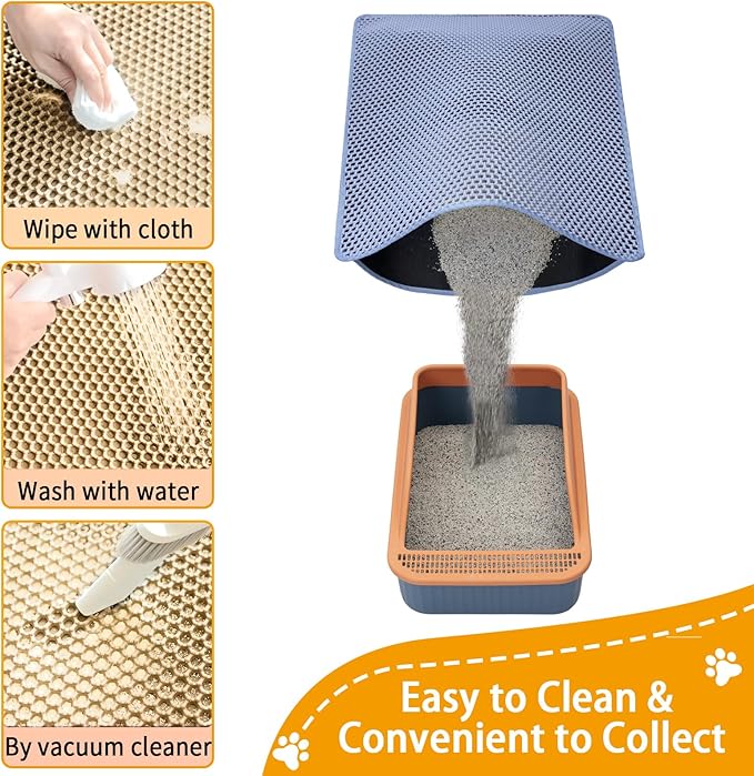 Cat Litter Mats-Extra Large 47''x36'' Litter Trapping Mat for Cat-XXL Litter box Matt for Floor-2 Layer Catcher Rug for Pet kitty Litterbox-Waterproof Urine Proof,Non-Slip