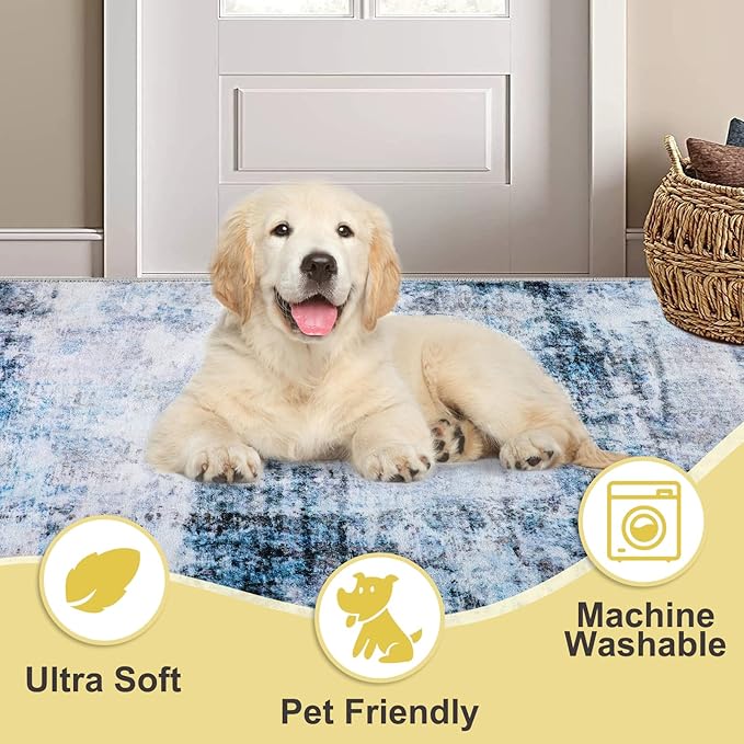 COMSLE Door Mat, Front Door Mat Indoor for Entrance Faux Wool Absorbent Non Slip Modern Throw Rug for Entryway Hallway Muddy Paws - Pet Friendly, 24x48 Inches, Machine Washable